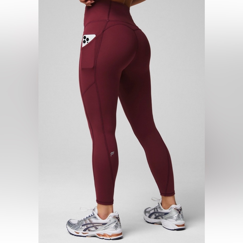 Fabletics Burgundy High-Waist Pocket Leggings